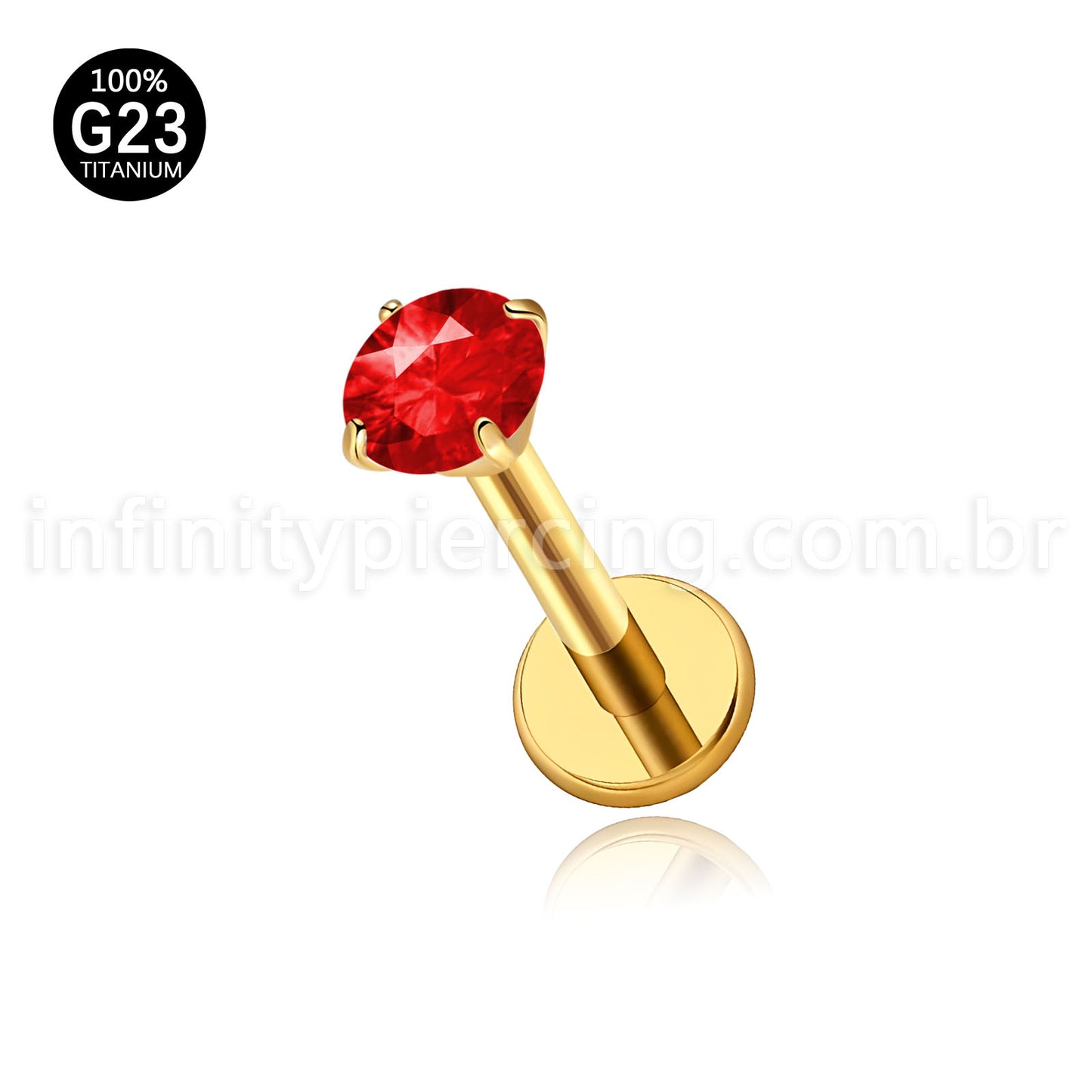 Piercing Labret Titânio Push Pin Zircônia Ponto De Luz Colorida