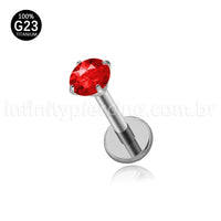 Piercing Labret Titânio Zircônia Ponto De Luz Colorida Rosca Interna