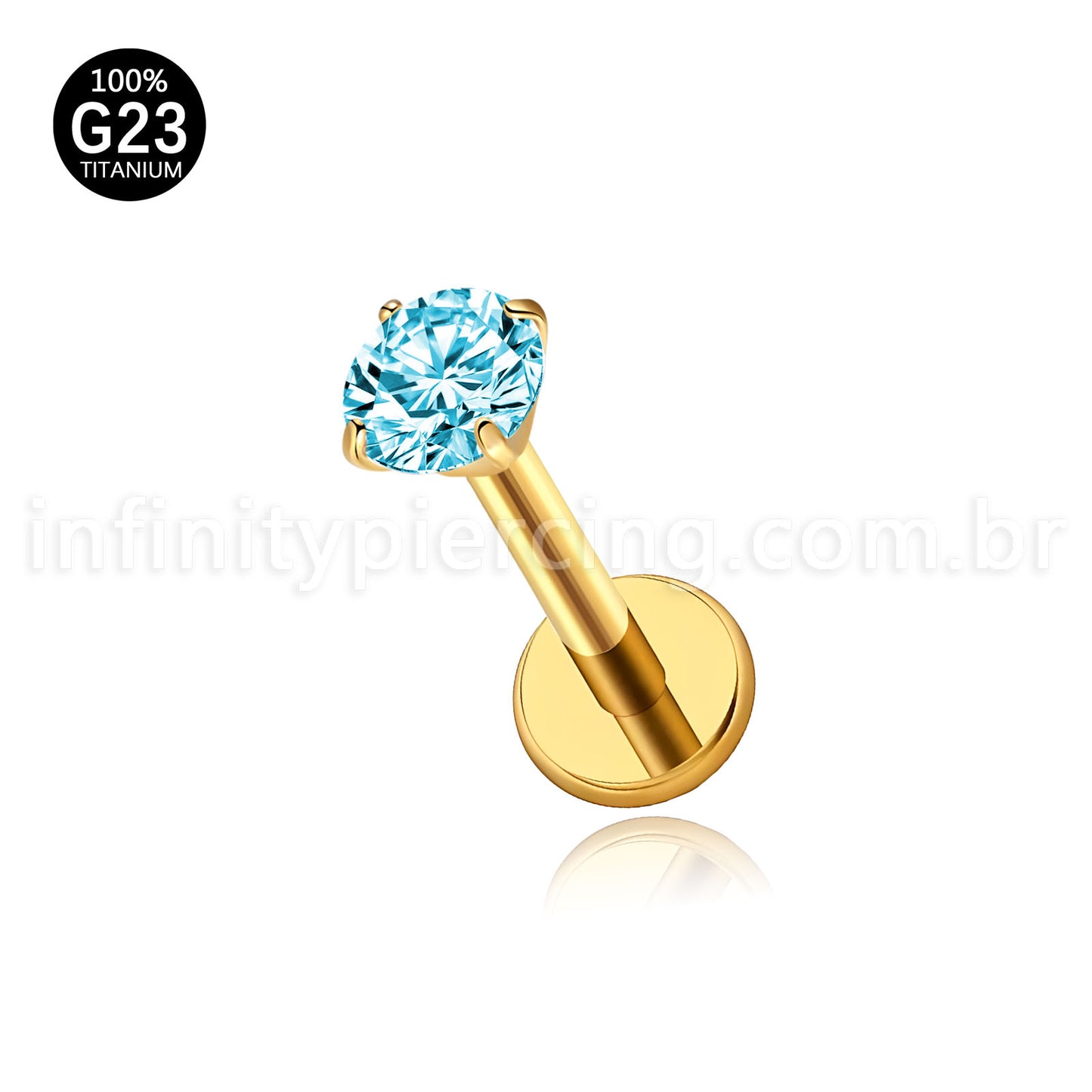 Piercing Labret Titânio Push Pin Zircônia Ponto De Luz Colorida