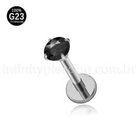 Piercing Labret Titânio Zircônia Ponto De Luz Colorida Rosca Interna
