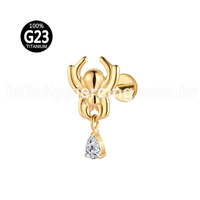 Piercing Labret Titânio Aranha Com Pingente Zircônia