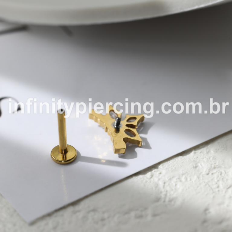 Piercing Labret Titânio Cluster Folhas Zircônia
