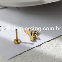 Piercing Labret Titânio Cluster Folhas Zircônia