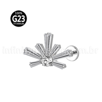 Piercing Labret Titânio Meia Flor Zircônia