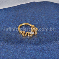 Piercing Argola Titânio Segmento Articulado Cobras Zircônia