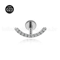 Piercing Labret Titânio Curvo Com Zircônia Colorida