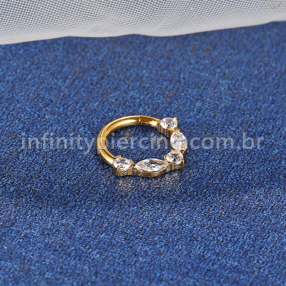 Piercing Argola Titânio Segmento Articulado Zircônia Cravejada