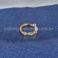 Piercing Argola Titânio Segmento Articulado Zircônia Cravejada