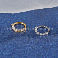 Piercing Argola Titânio Segmento Articulado Zircônia Cravejada