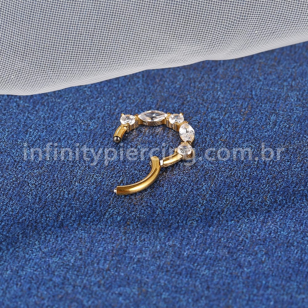 Piercing Argola Titânio Segmento Articulado Zircônia Cravejada
