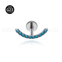 Piercing Labret Titânio Curvo Com Zircônia Colorida