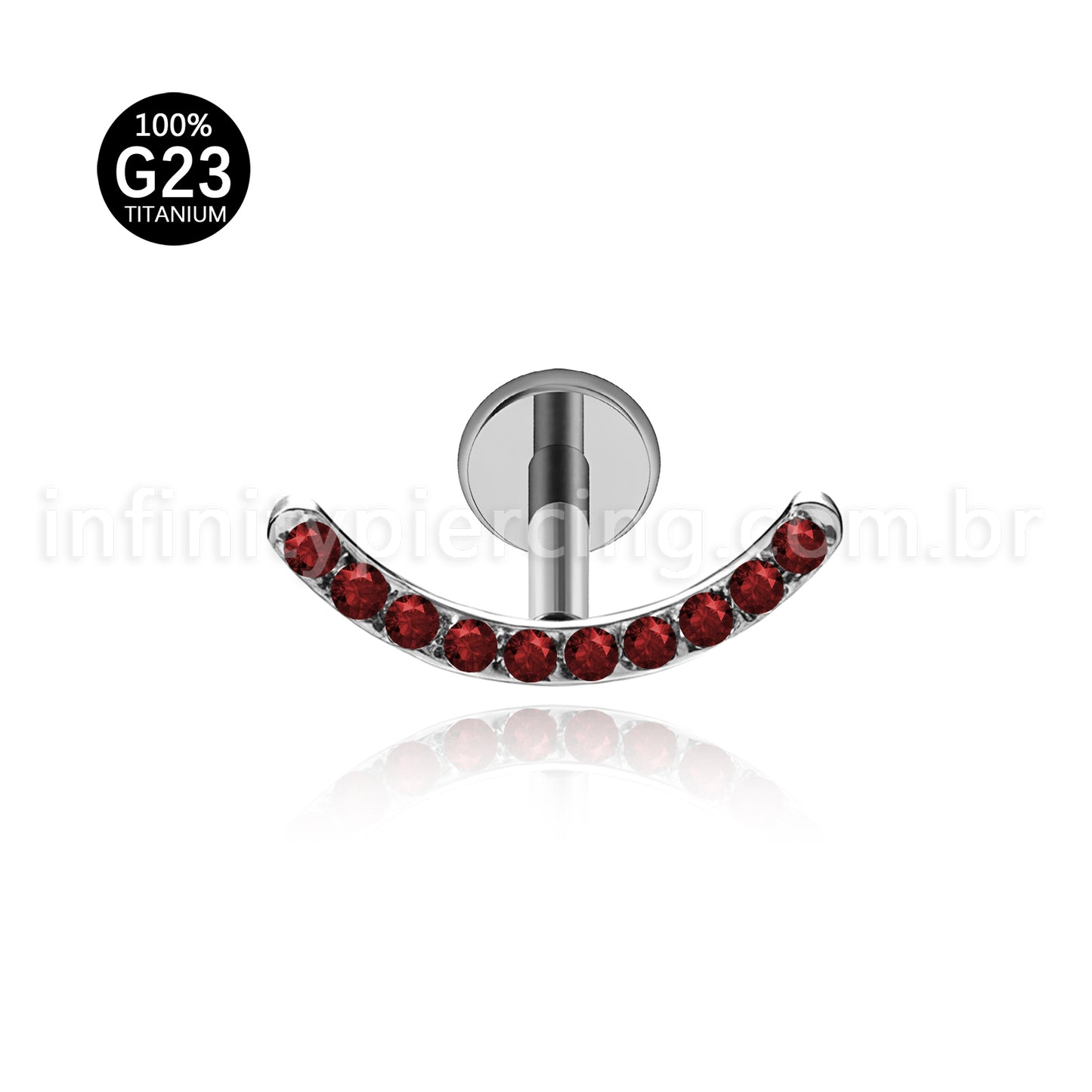 Piercing Labret Titânio Curvo Com Zircônia Colorida