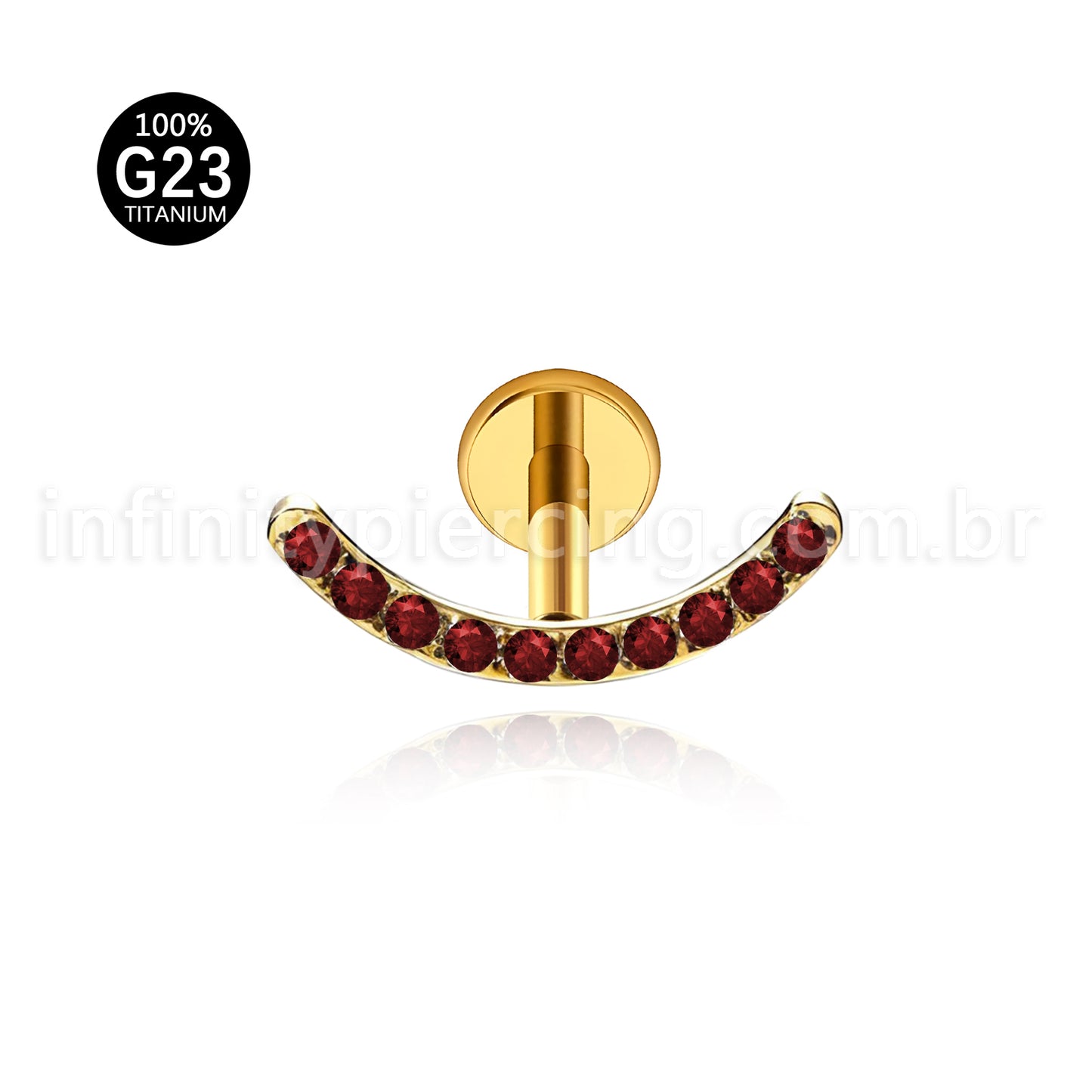 Piercing Labret Titânio Curvo Com Zircônia Colorida