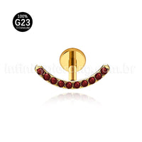 Piercing Labret Titânio Curvo Com Zircônia Colorida
