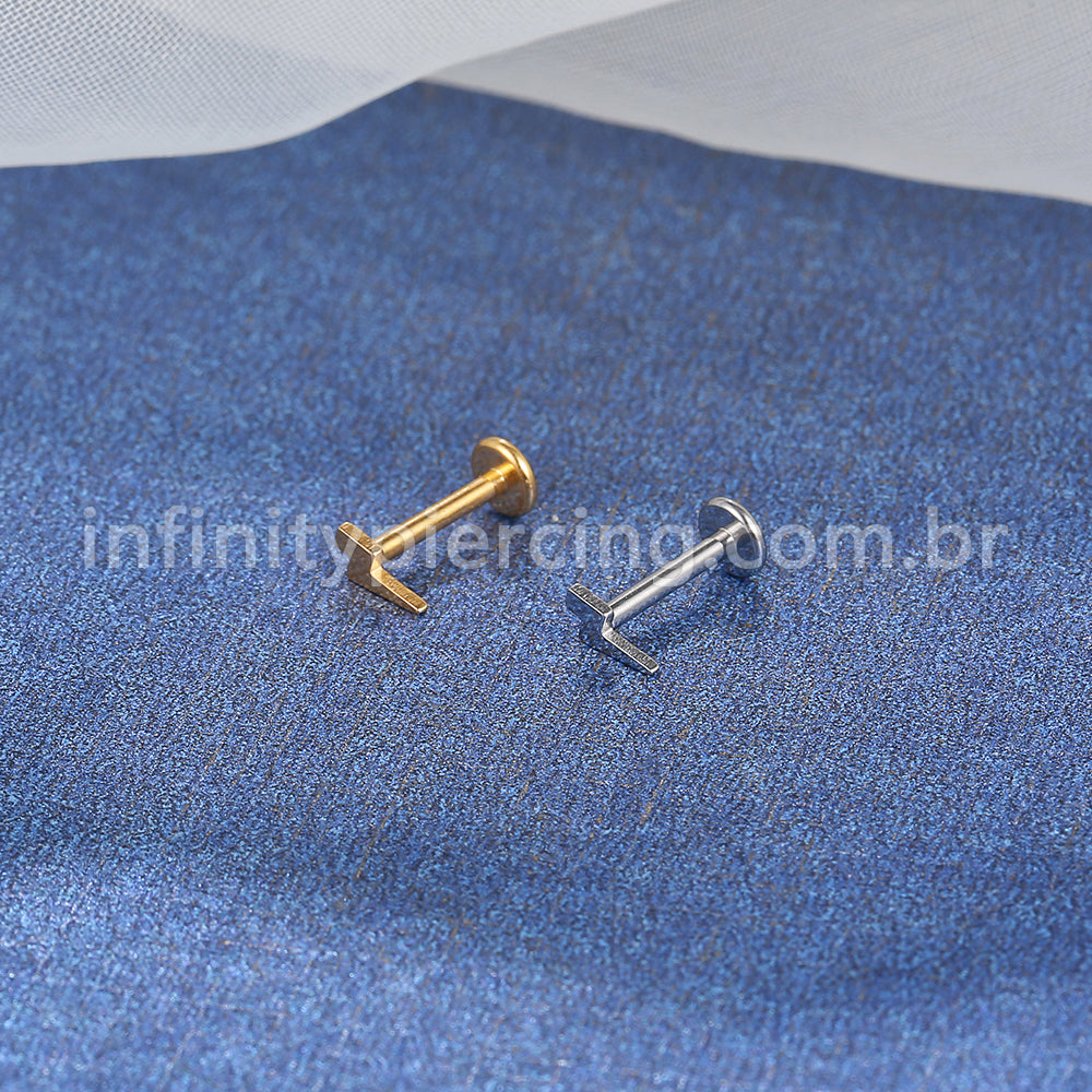 Piercing Labret Aço Cirúrgico Raio Zircônia