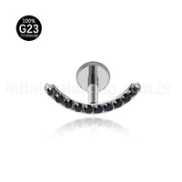 Piercing Labret Titânio Curvo Com Zircônia Colorida