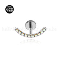 Piercing Labret Titânio Curvo Com Zircônia Colorida