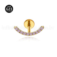Piercing Labret Titânio Curvo Com Zircônia Colorida