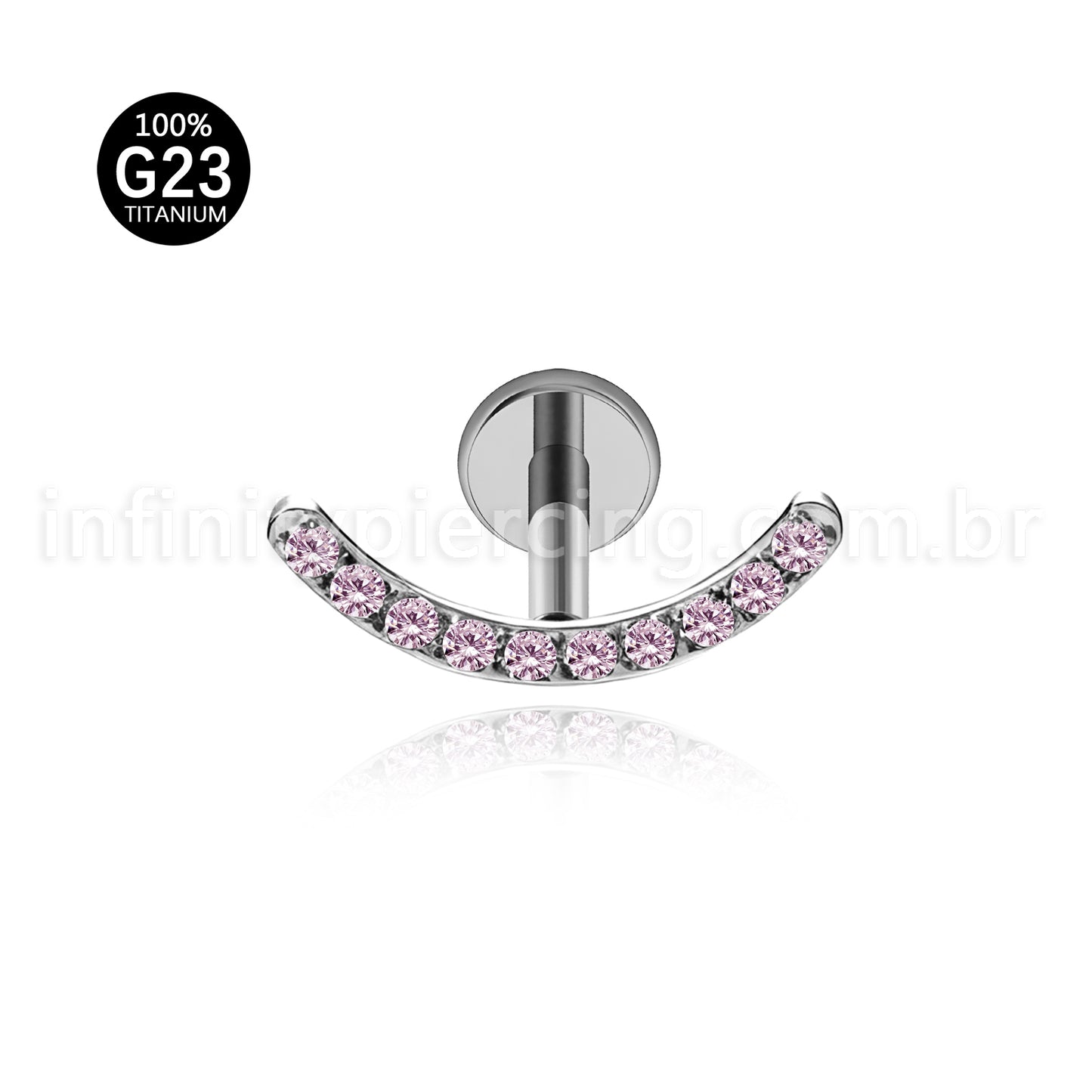 Piercing Labret Titânio Curvo Com Zircônia Colorida