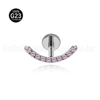 Piercing Labret Titânio Curvo Com Zircônia Colorida