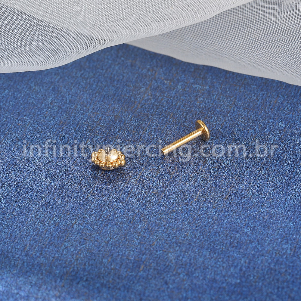 Piercing Labret Aço Cirúrgico Flor Zircônia Cravada