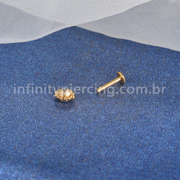 Piercing Labret Aço Cirúrgico Flor Zircônia Cravada
