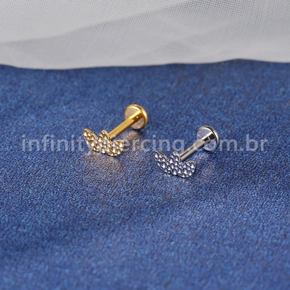 Piercing Labret Titânio Folhas Detalhadas