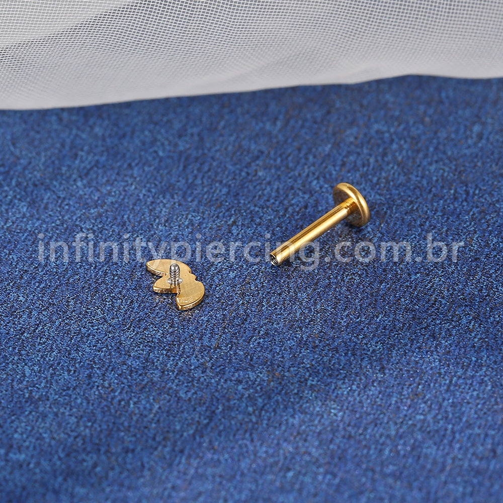 Piercing Labret Titânio Folhas Detalhadas