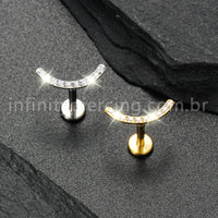 Piercing Labret Titânio Curvo Com Zircônia Colorida