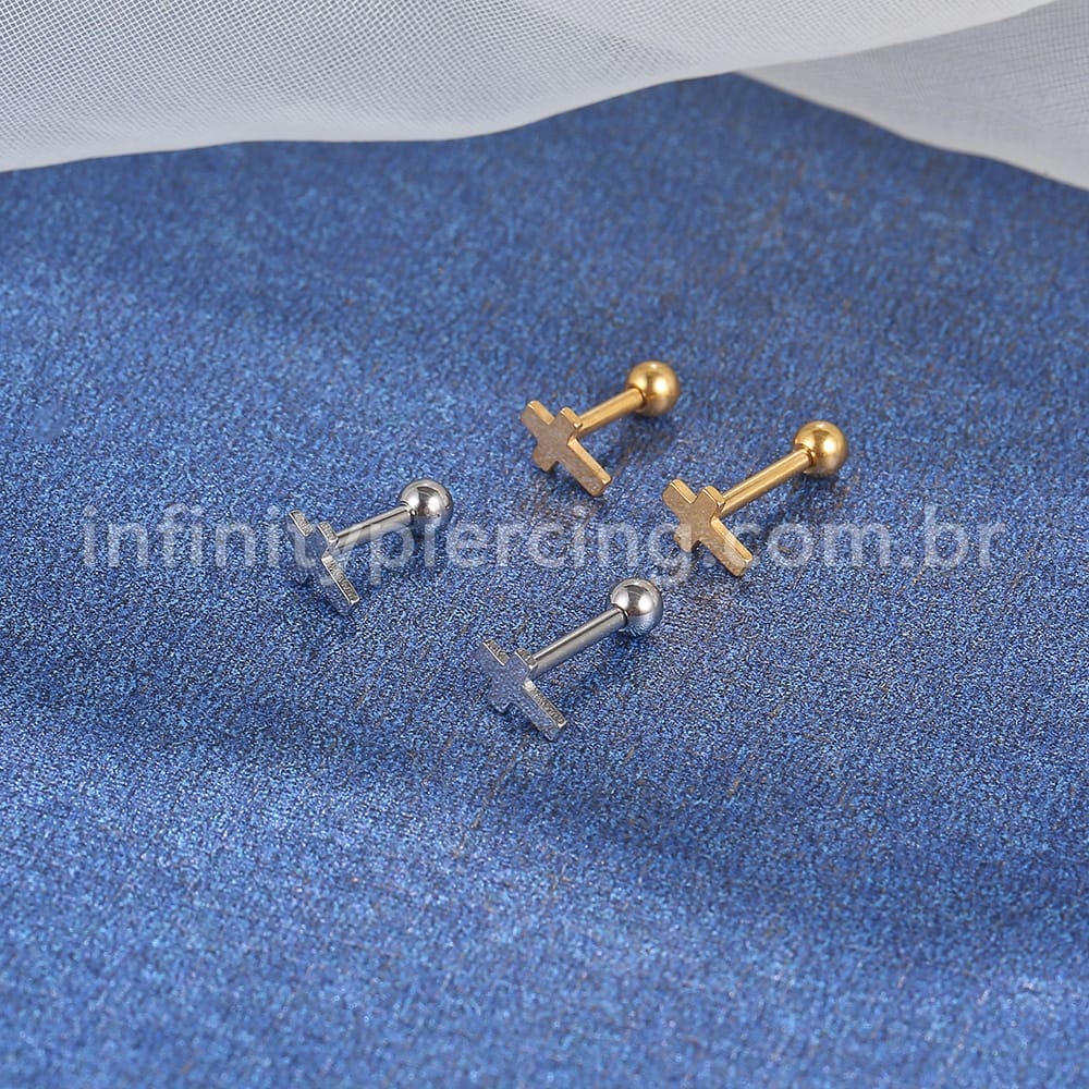Piercing Minibarbell  Aço Cirúrgico Cruz 1,2X8 10487
