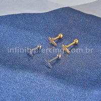 Piercing Minibarbell  Aço Cirúrgico Cruz 1,2X8 10487