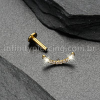 Piercing Labret Titânio Curvo Com Zircônia Colorida