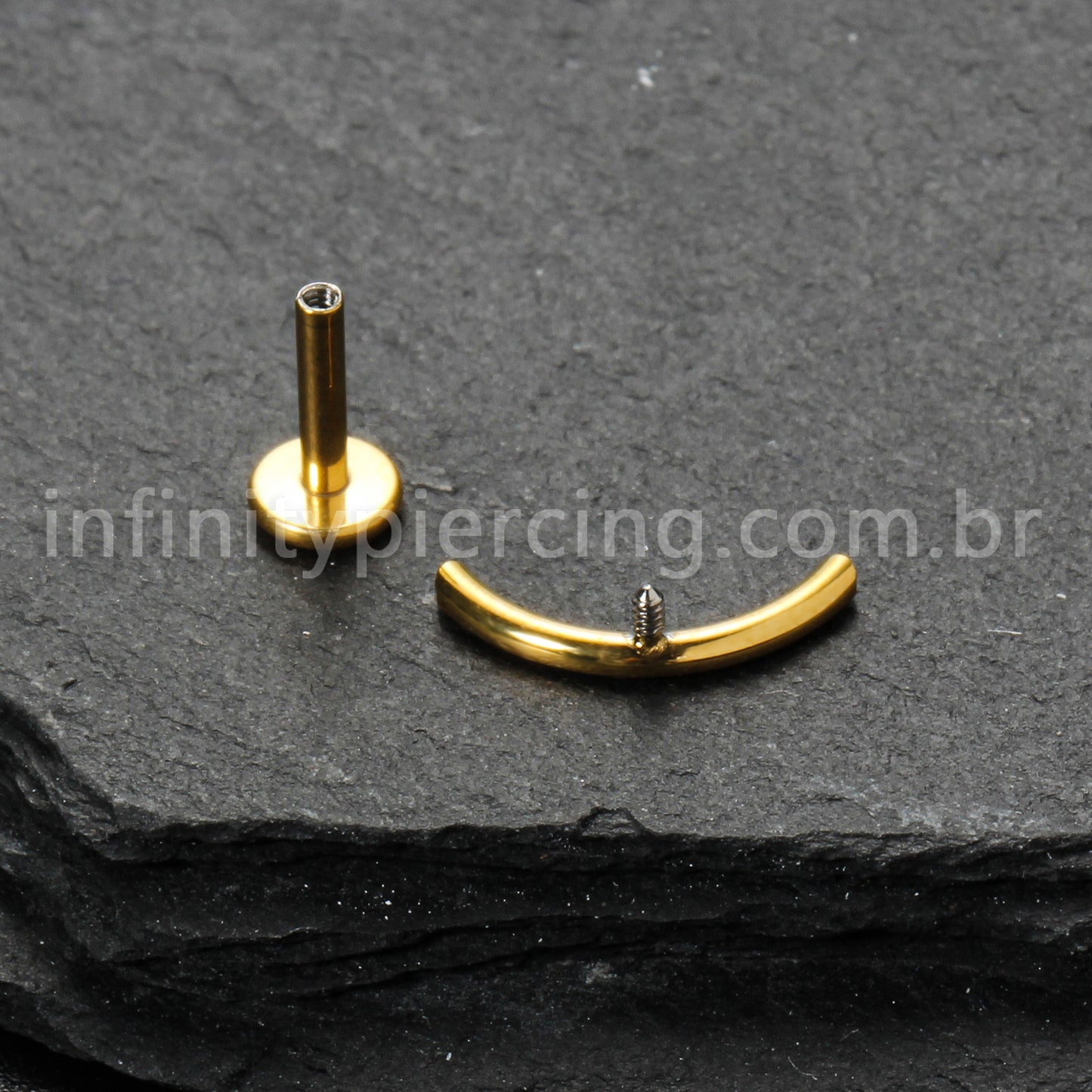 Piercing Labret Titânio Curvo Com Zircônia Colorida