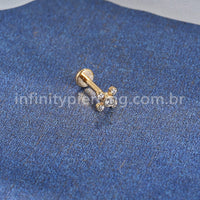 Piercing Labret Aço Cirúrgico Flor Zircônia Cravada