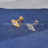 Piercing Labret Titânio Losango Zircônias Cravejadas