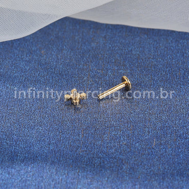 Piercing Labret Aço Cirúrgico Flor Zircônia Cravada
