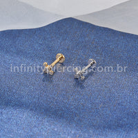 Piercing Labret Aço Cirúrgico Flor Zircônia Cravada