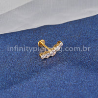 Piercing Labret Titânio Cluster Zircônias Cravejadas
