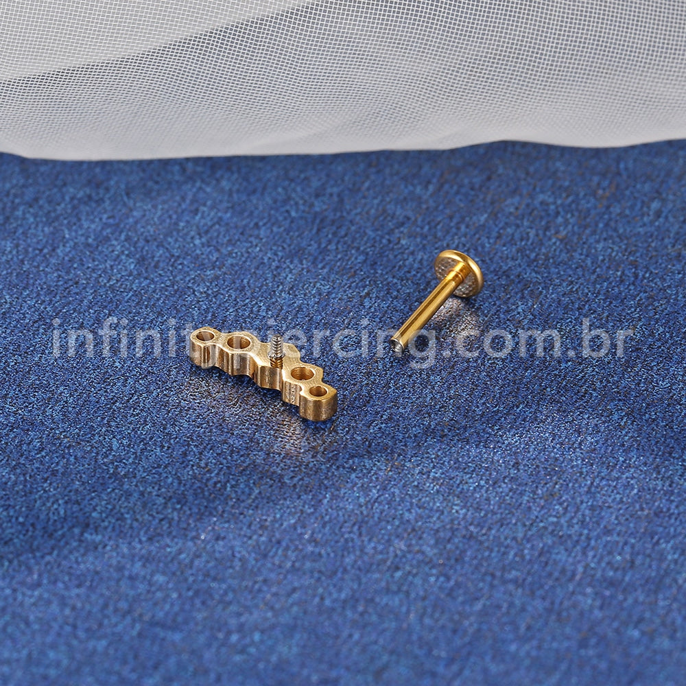 Piercing Labret Titânio Cluster Zircônias Cravejadas