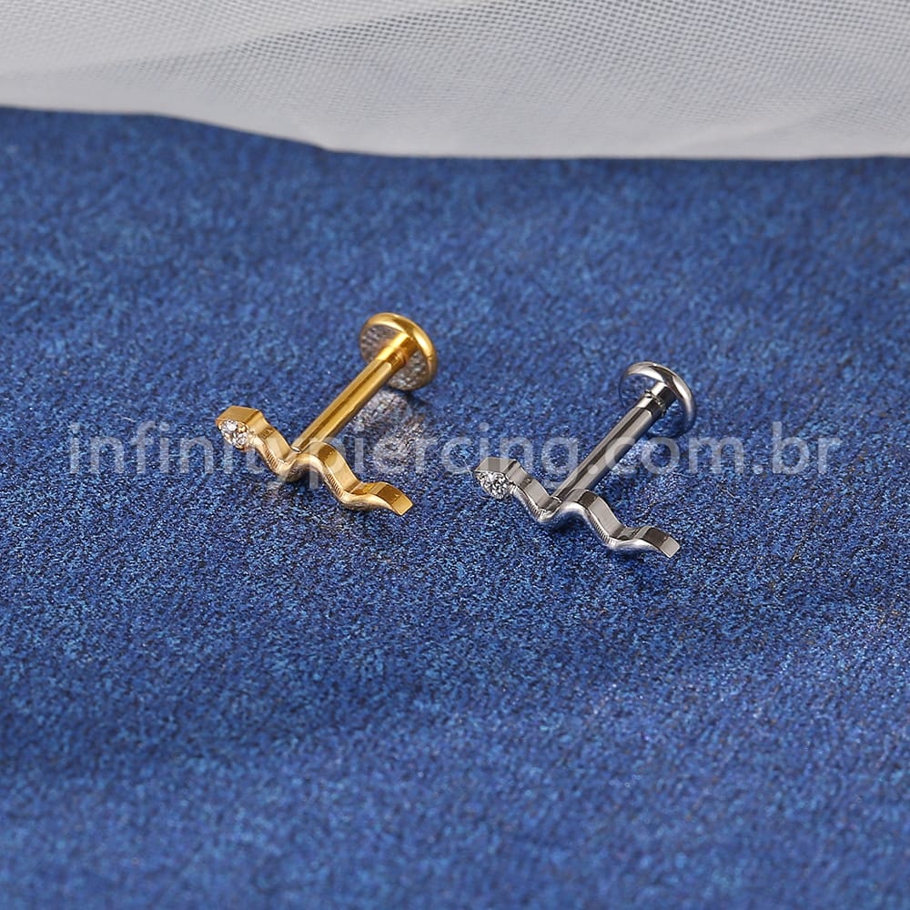 Piercing Labret Titânio Cobra Zircônia