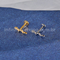 Piercing Labret Titânio Cobra Zircônia