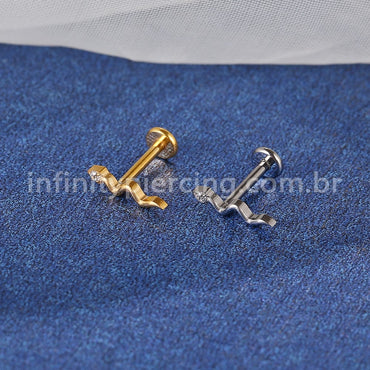Piercing Labret Titânio Cobra Zircônia