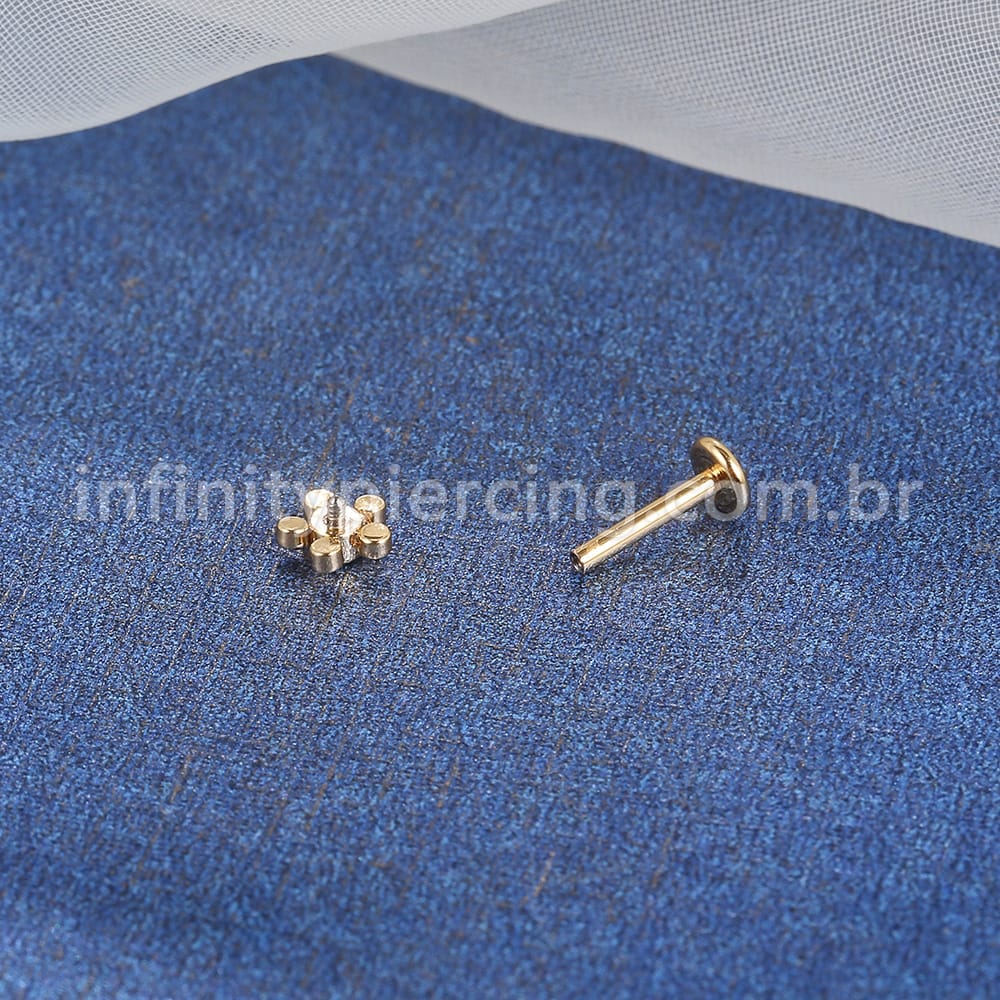 Piercing Labret Aço Cirúrgico Flor Zircônia Cravada