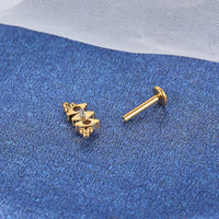 Piercing Labret Aço Cirúrgico 3 Pedras  Zircônia Cravejada