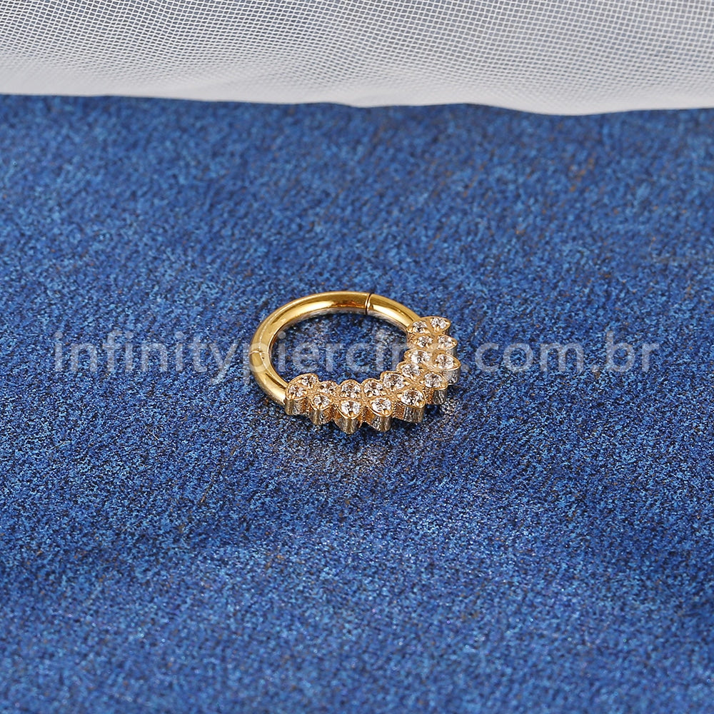 Piercing Argola Titânio Segmento Articulado Zircônias Cravejadas