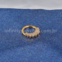 Piercing Argola Titânio Segmento Articulado Zircônias Cravejadas