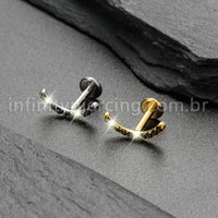 Piercing Labret Titânio Curvo Com Zircônia Colorida