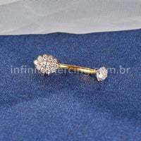 Piercing Banana Titânio Flor Oval Zircônia