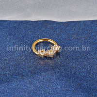 Piercing Argola Titânio Segmento Articulado Flores Zircônia