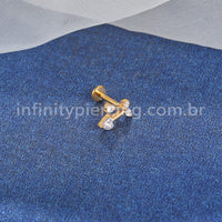 Piercing Labret Titânio Cereja Zircônias Cravejadas